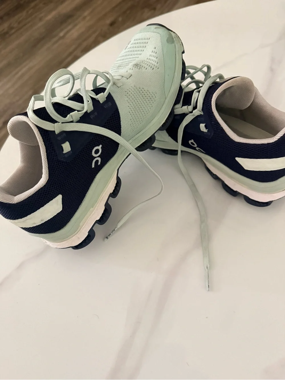 On Running Kids Sneakers in Black and Mint Green